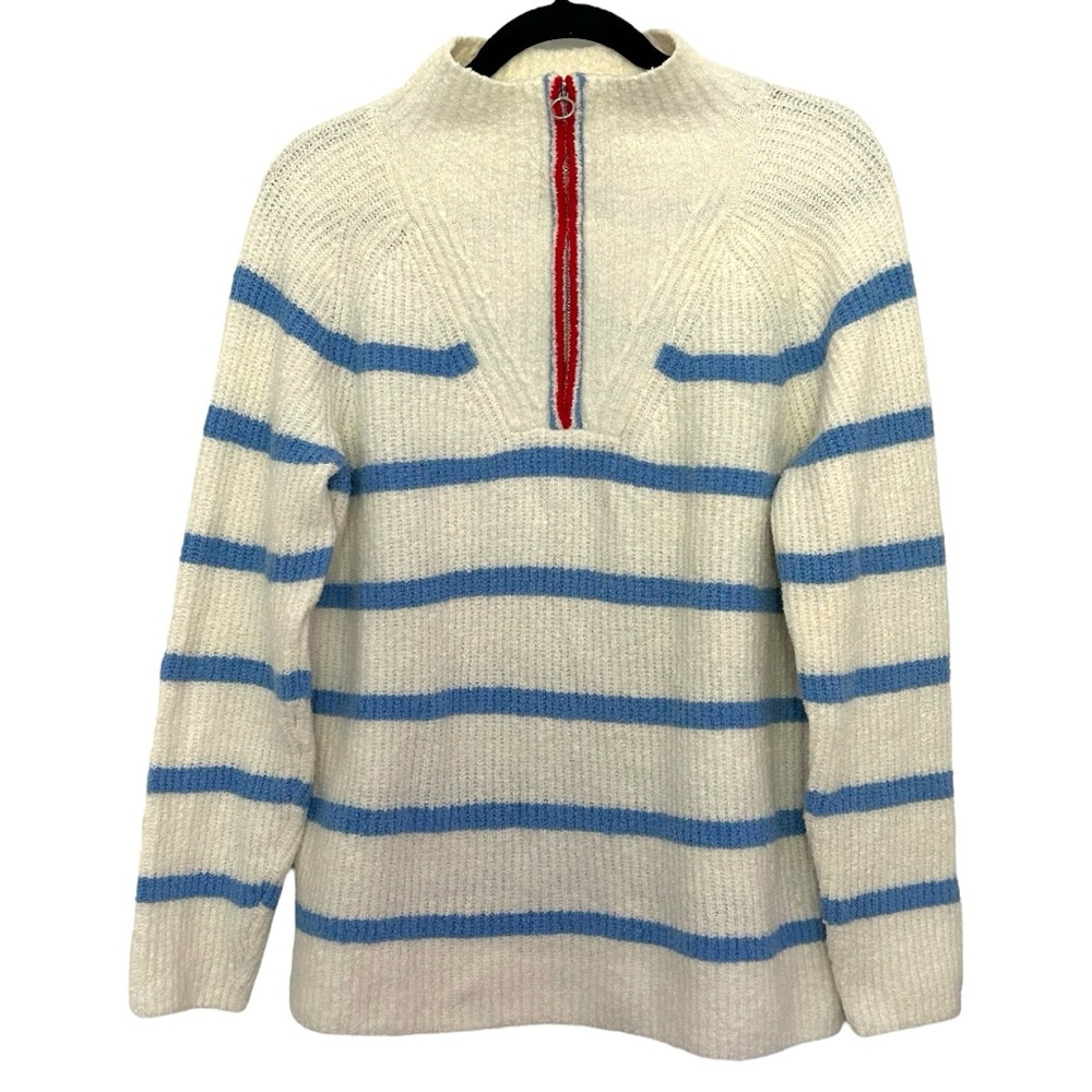 Talbots Women’s Boucle Half‎ Zip Striped Pullover Sweater  Sz M